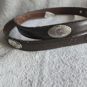 Texas Leather Belt Brown With 4 Silverplate Conchos 36"